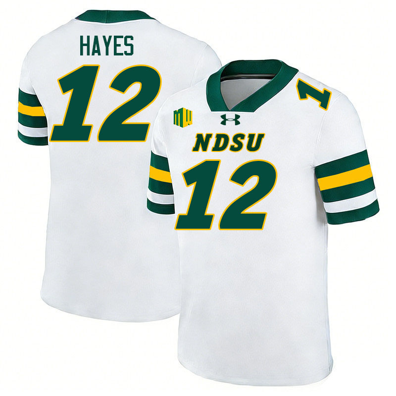 North Dakota State Bison #12 Nathan Hayes College Football Jerseys,Uniforms-White